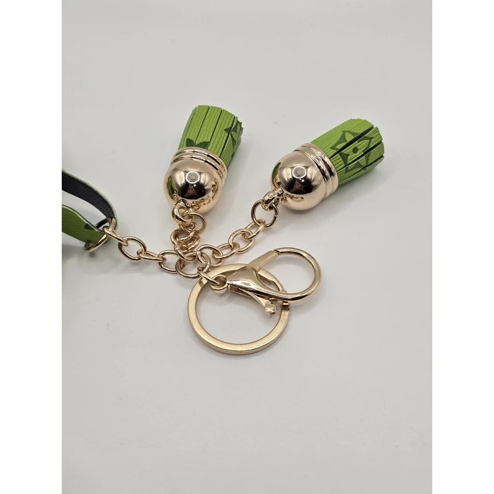 Mini Purse Key Chain Ring  Bag Purse Charm Tassel Monogram Faux PU Leather